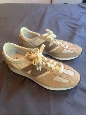 New Balance 461 Neutral Beige & Cream Suede Lace-Up Sneakers